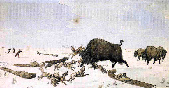  Peter Rindisbacher Buffalo Hunt - Canvas Art Print