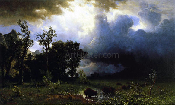  Albert Bierstadt Buffalo Trail: the Impending Storm (also known as The Last of the Buffalo) - Canvas Art Print