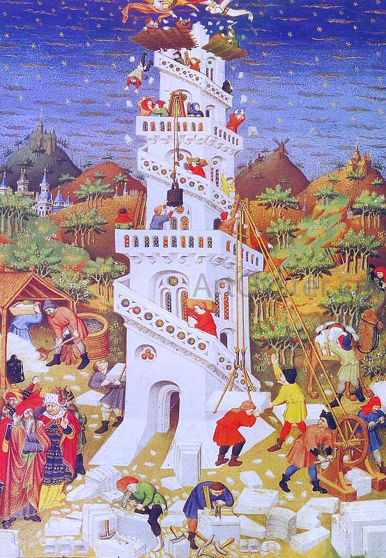  Master of Bedford Building of the Tower of Babel - Canvas Art Print