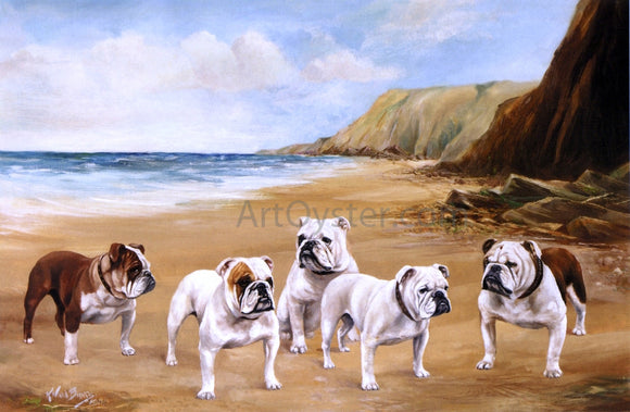  Reuben Ward Binks Bulldogs on the Beach - Canvas Art Print
