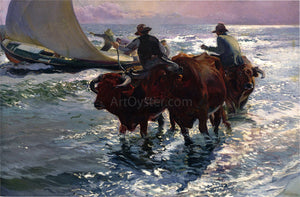  Joaquin Sorolla Y Bastida Bulls in the Sea - Canvas Art Print