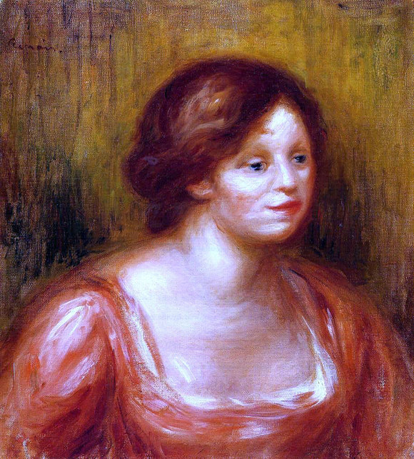  Pierre Auguste Renoir Bust of a Woman in a Red Blouse - Canvas Art Print