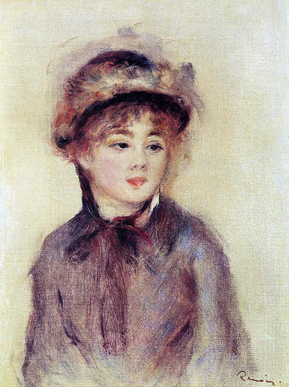  Pierre Auguste Renoir Bust of a Woman Wearing a Hat - Canvas Art Print