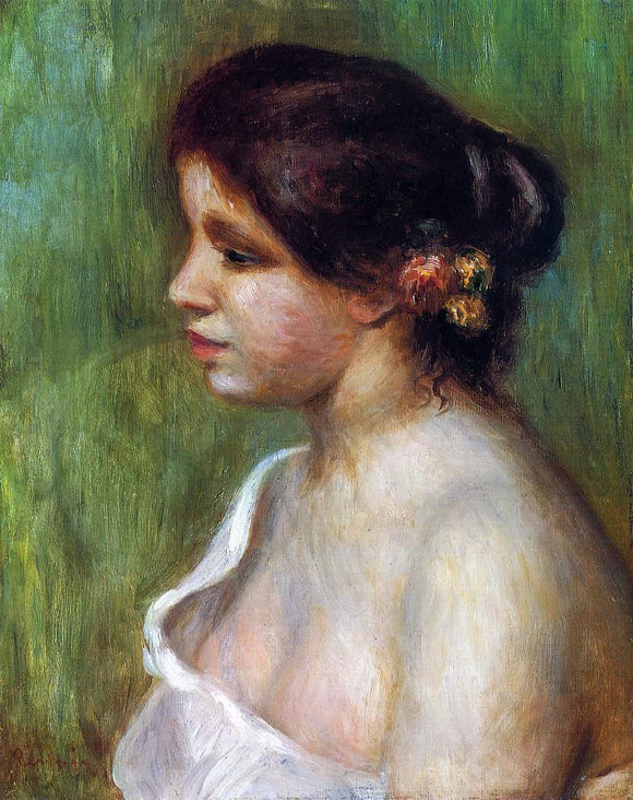  Pierre Auguste Renoir Bust of a Young Woman with Flowered Ear - Canvas Art Print