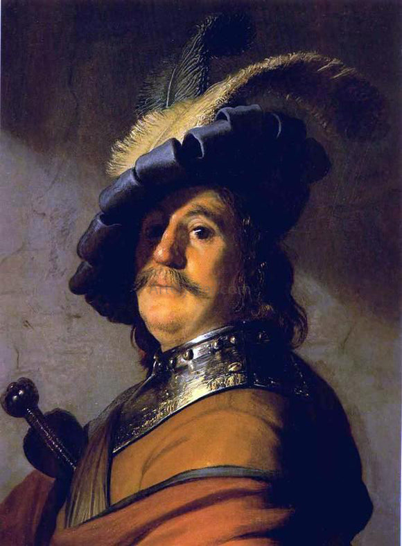  Rembrandt Van Rijn Bust with a Gorge and Plumed Hat - Canvas Art Print