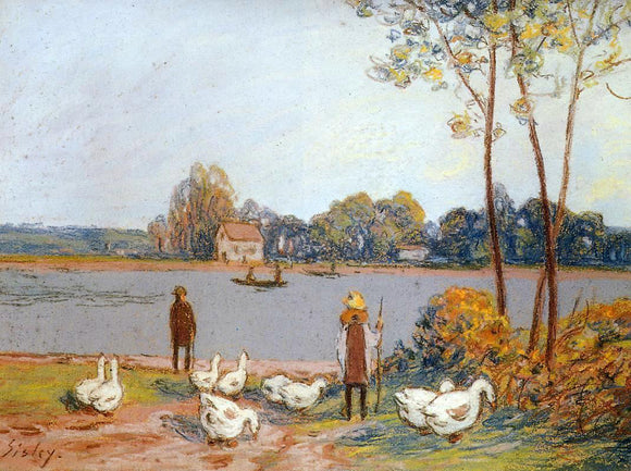  Alfred Sisley By the River Loing - Canvas Art Print