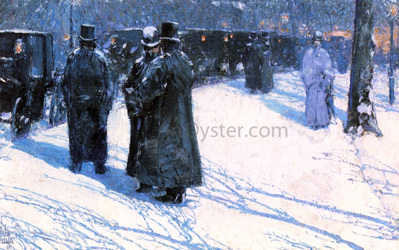  Frederick Childe Hassam Cab Stand at Night, Madison Square, New York - Canvas Art Print