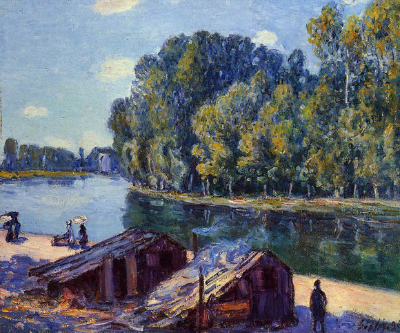  Alfred Sisley Cabins along the Loing Canal, Sunlight Effect - Canvas Art Print