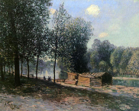  Alfred Sisley Cabins by the River Loing, Morning - Canvas Art Print