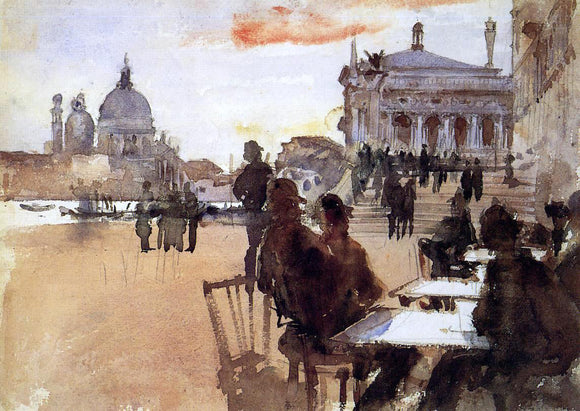  John Singer Sargent Cafe on the Riva degli Schiavoni - Canvas Art Print
