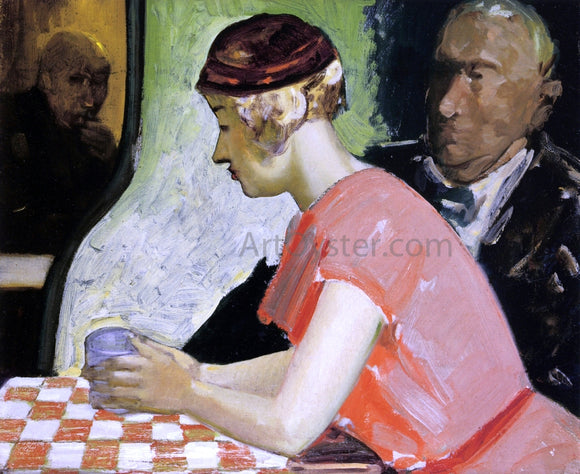  George Luks Cafe Scene - a Study of a Young Woman - Canvas Art Print