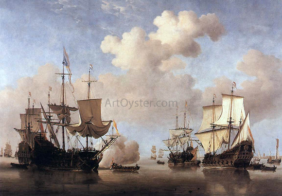  The Younger Willem Van de  Velde Calm: Dutch Ships Coming to Anchor - Canvas Art Print