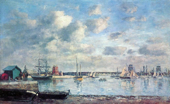  Eugene-Louis Boudin Camaret, Boats in the Harbor - Canvas Art Print