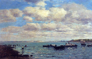  Eugene-Louis Boudin Camaret, Fishermen and Boats - Canvas Art Print