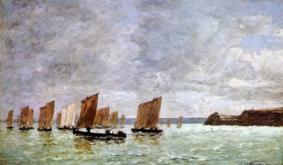  Eugene-Louis Boudin Camaret, Fishing Boats off the Shore - Canvas Art Print