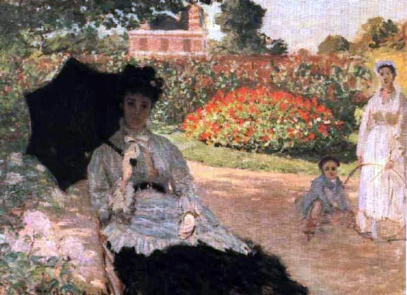  Claude Oscar Monet Camille in the Garden with Jean and His Nanny - Canvas Art Print