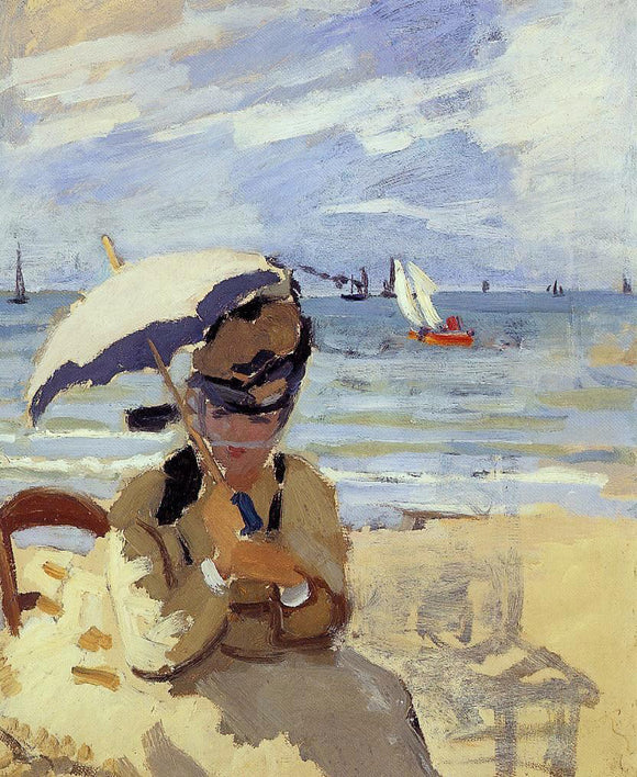  Claude Oscar Monet Camille Sitting on the Beach at Trouville - Canvas Art Print