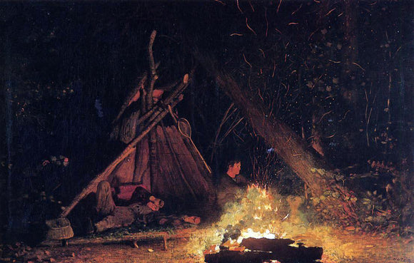  Winslow Homer Camp Fire - Canvas Art Print
