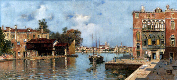  Antonio Reyna Manescau Campo San Trovaso With A View Of The Zattere, Venice - Canvas Art Print