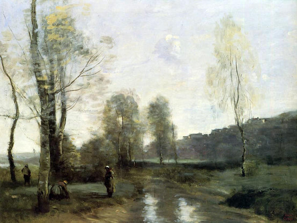  Jean-Baptiste-Camille Corot Canal in Picardi - Canvas Art Print