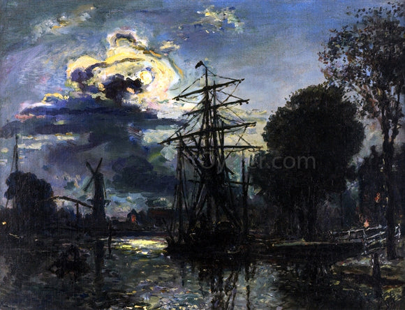  Johan Barthold Jongkind Canal in the Moonlight - Canvas Art Print