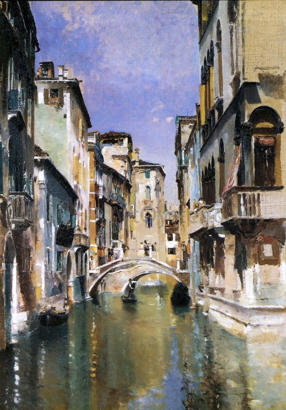  Robert Frederick Blum Canal in Venice, San Trovaso Quarter - Canvas Art Print