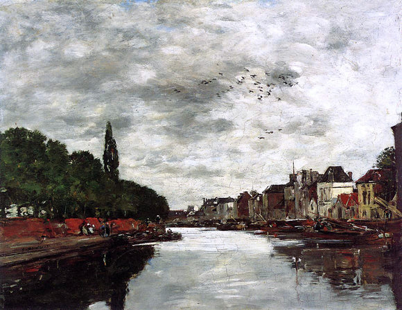  Eugene-Louis Boudin Canal near Brussels - Canvas Art Print