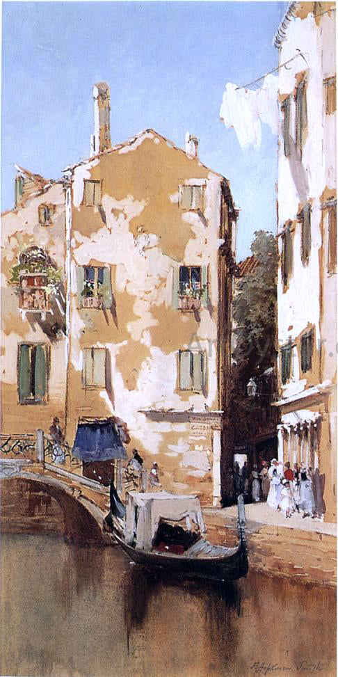  Francis Hopkinson Smith A Canal Scene, Venice - Canvas Art Print