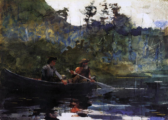  Winslow Homer Canoeing in the Adirondacks - Canvas Art Print