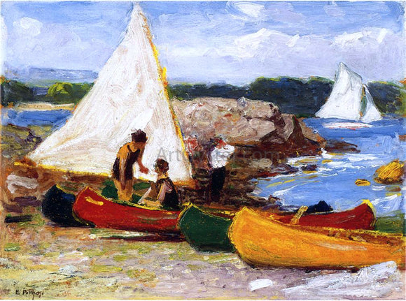  Edward Potthast Canoes and Sailboats - Canvas Art Print