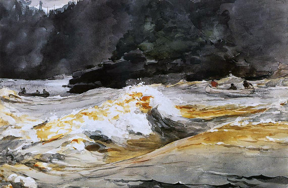  Winslow Homer Canoes in Rapids, Saguenay River - Canvas Art Print