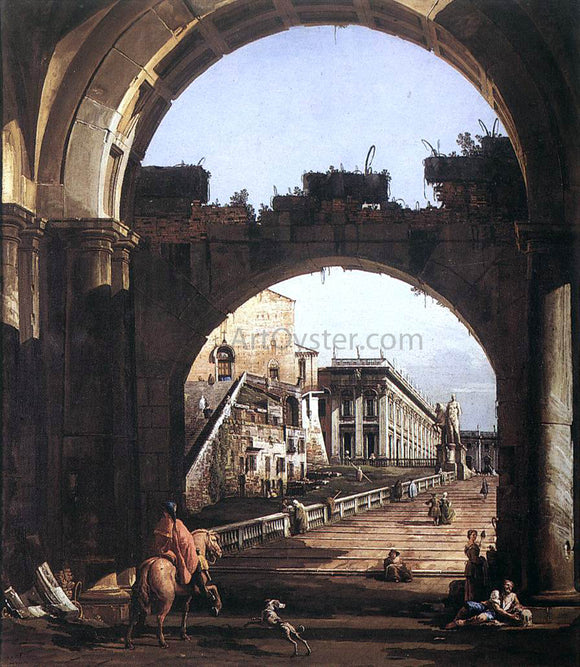  Bernardo Bellotto Capriccio of the Capitol - Canvas Art Print