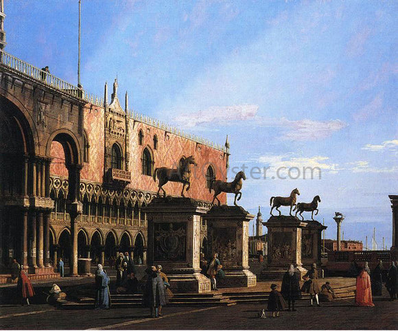  Canaletto Capriccio with the Four Horses From the Cathedral of San Marco - Canvas Art Print