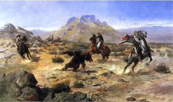  Charles Marion Russell Capturing the Grizzly - Canvas Art Print