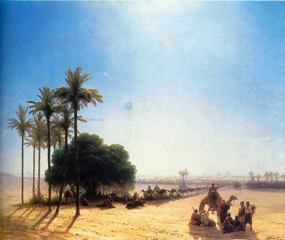  Ivan Constantinovich Aivazovsky Caravan in Oasis, Egypt - Canvas Art Print