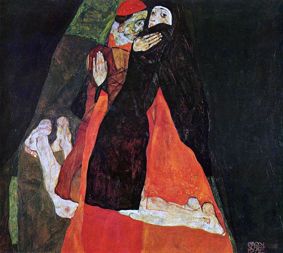  Egon Schiele Cardinal and Nun (also known as Caress) - Canvas Art Print