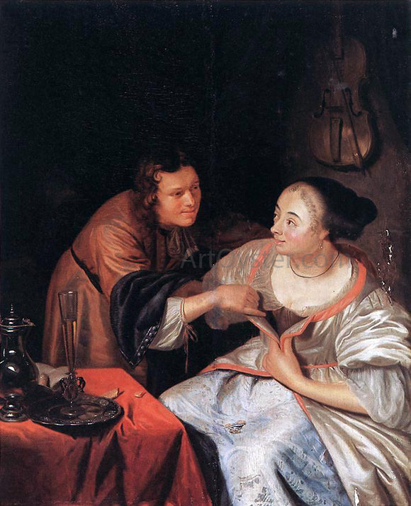  The Elder Frans Van  Mieris Carousing Couple - Canvas Art Print