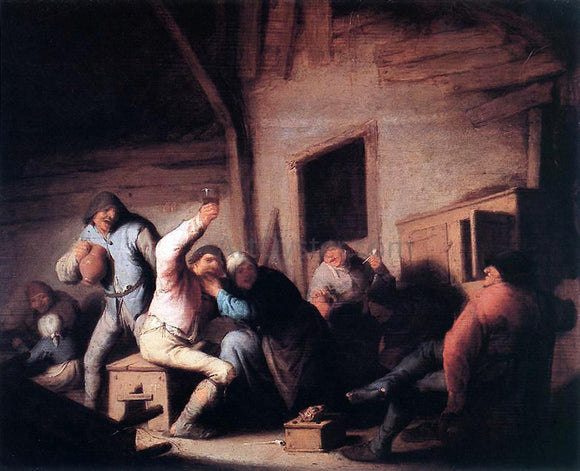  Adriaen Van Ostade Carousing Peasants in a Tavern - Canvas Art Print