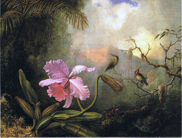  Martin Johnson Heade Carrleya Orchid with Two Hummingbirds - Canvas Art Print