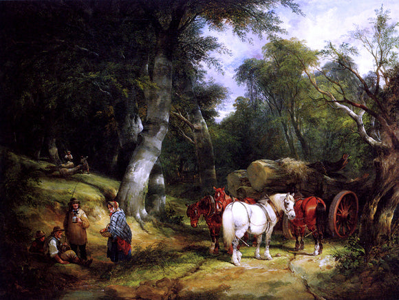  Senior William Shayer Carting Timber In The New Forest - Canvas Art Print