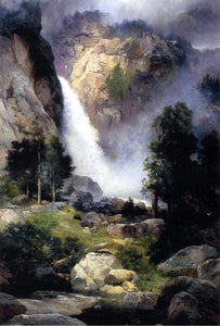  Thomas Moran Cascade Falls, Yosemite - Canvas Art Print