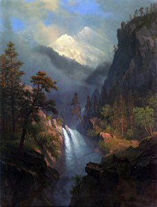  Albert Bierstadt Cascading Falls at Sunset - Canvas Art Print