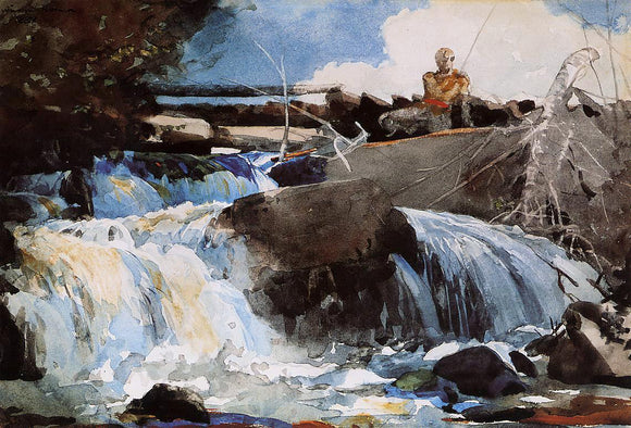  Winslow Homer Casting in the Falls - Canvas Art Print