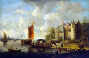  Peter Van den Velde Castle on a River Bank - Canvas Art Print