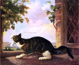  John Woodhouse Audubon Cat Stalking a Butterfly - Canvas Art Print