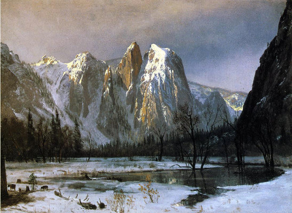  Albert Bierstadt Cathedral Rocks, Yosemite Valley, California - Canvas Art Print
