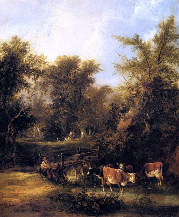  Senior William Shayer Cattle By A Stream - Canvas Art Print