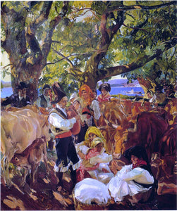  Joaquin Sorolla Y Bastida Cattle Fair at Galicia - Canvas Art Print
