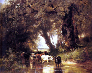  Christian Friedrich Mali Cattle Watering - Canvas Art Print