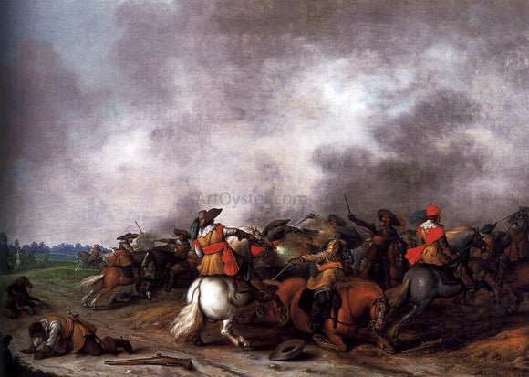  Palamedes Palamedesz Cavalry Battle - Canvas Art Print